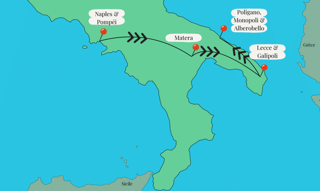 Carte road trip Italie du Sud